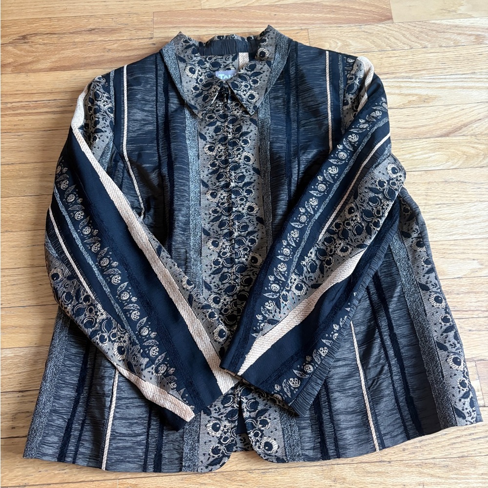 TanJay Black and Cream Patterned Blazer